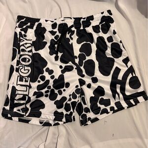 Allegory Cow Print Graphic Shorts Black White Size L Limited Edition NWT